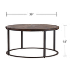 Table basse ronde en bois de récupération style ferme moderne