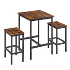 Table de bar carrée avec 2 chaises de bar