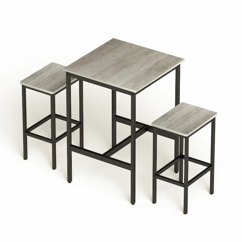 Table de bar carrée avec 2 chaises de bar
