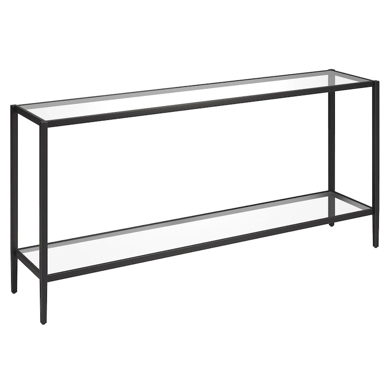 Console rectangulaire avec étagères en verre