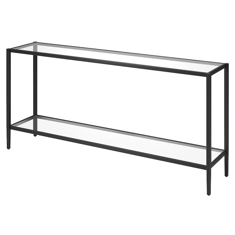 Console rectangulaire avec étagères en verre
