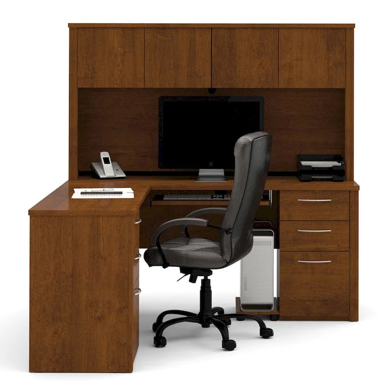 Poste de travail en L à six tiroirs