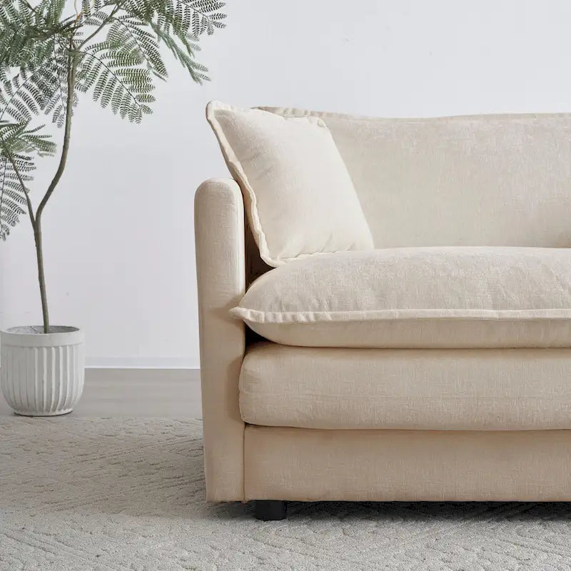 Canapé de salon moderne, chenille beige