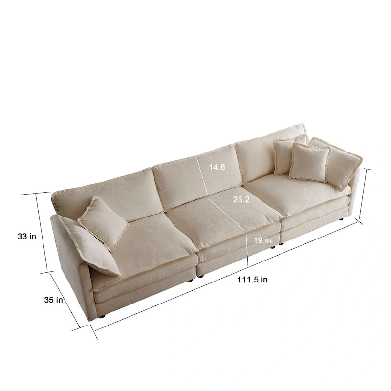 Canapé de salon moderne, chenille beige