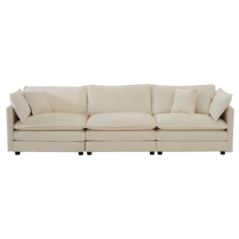 Canapé de salon moderne, chenille beige