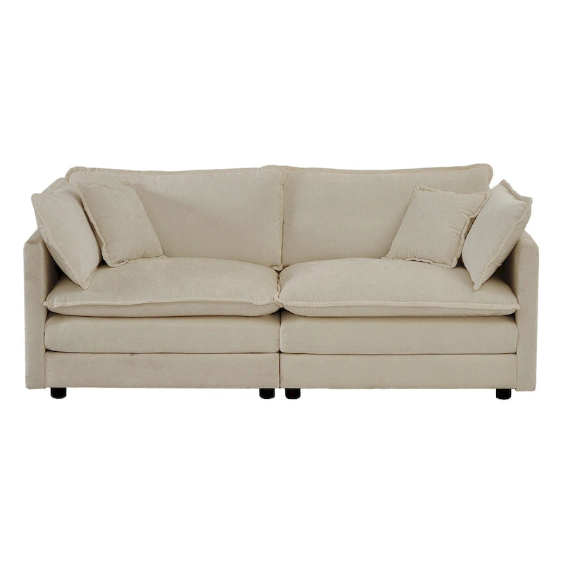 Canapé de salon moderne, chenille beige