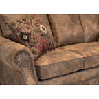 Canapé-lit et deux fauteuils en tissu suédine marron country