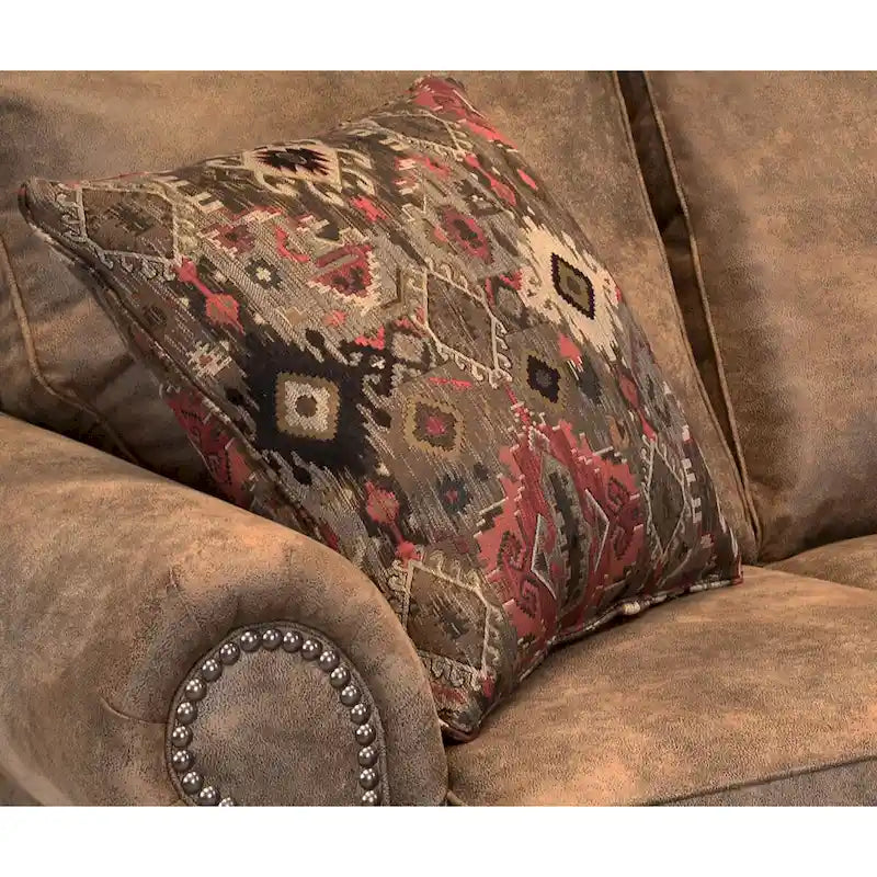 Canapé-lit et deux fauteuils en tissu suédine marron country