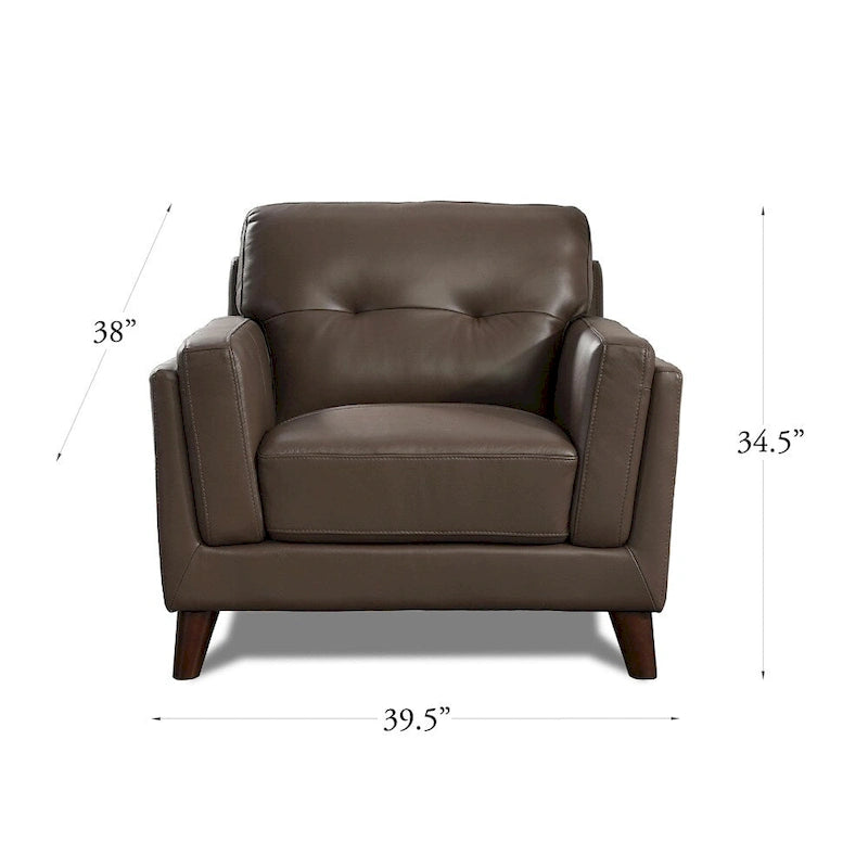 Chaise en cuir de vachette pleine fleur avec mousse à mémoire de forme et ressorts