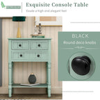 Console en bois massif vieilli avec trois tiroirs de rangement et une étagère inférieure