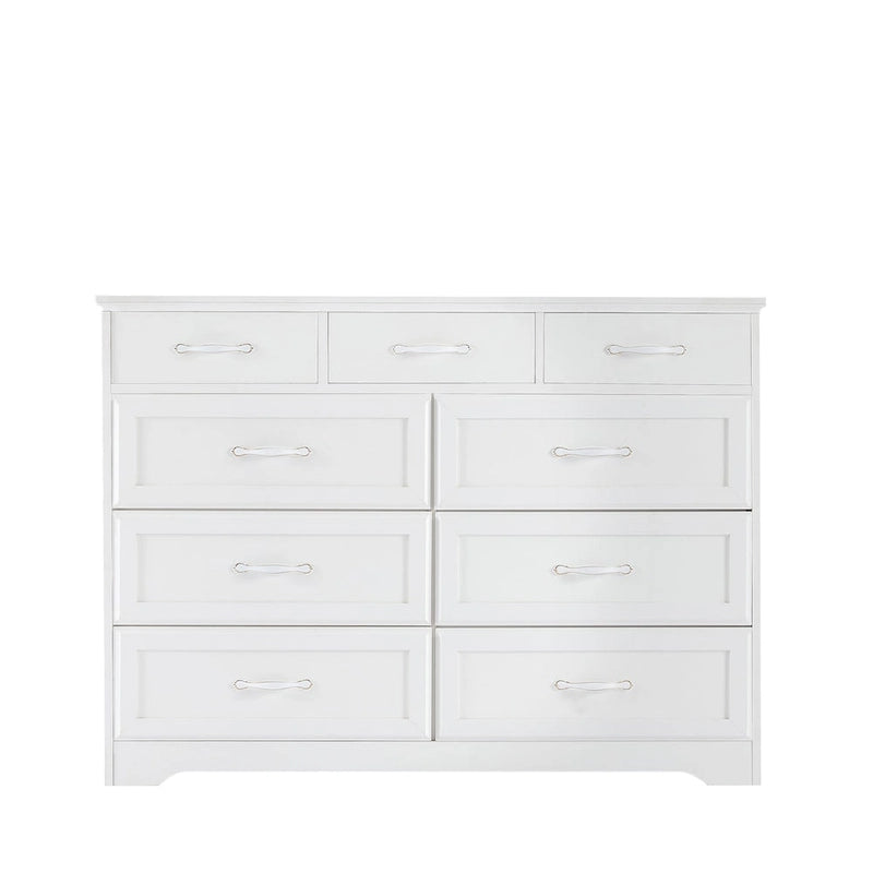 Coiffeuse de chambre à coucher, longue coiffeuse à neuf tiroirs