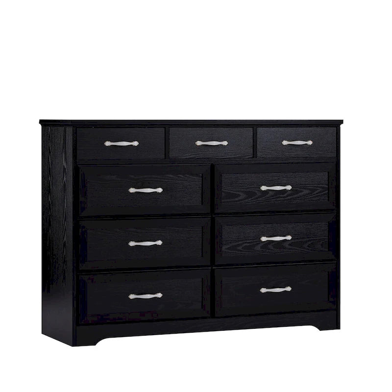 Coiffeuse de chambre à coucher, longue coiffeuse à neuf tiroirs