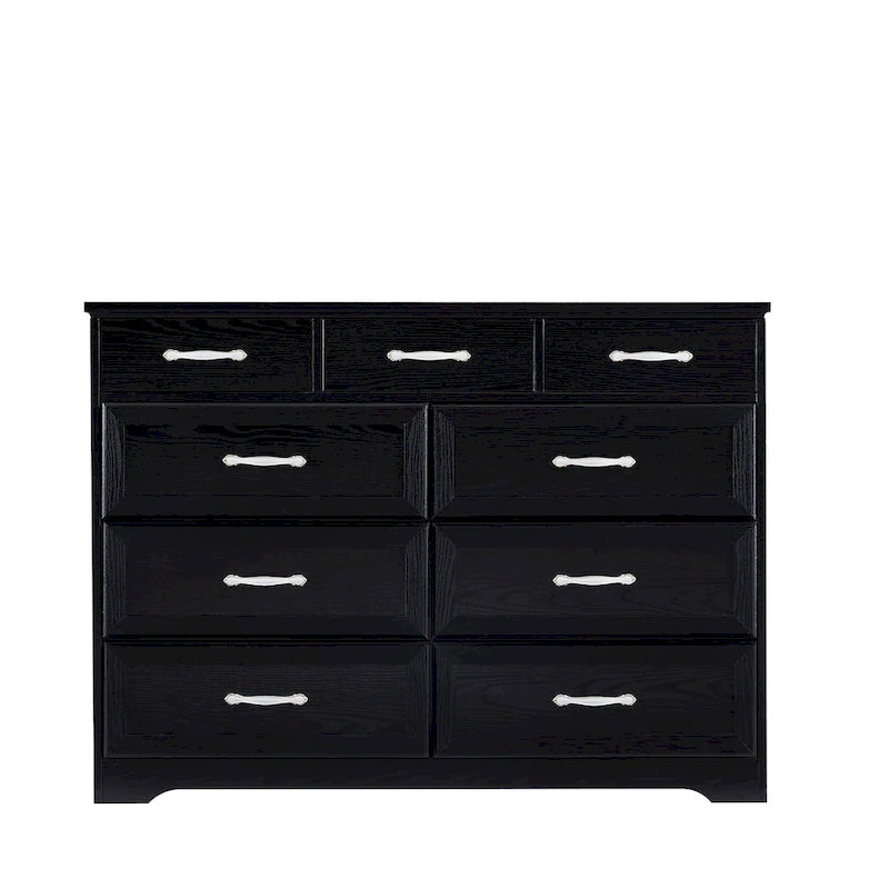 Coiffeuse de chambre à coucher, longue coiffeuse à neuf tiroirs