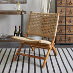 Fauteuil de salon en bois tissé à la main