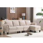 Canapé d'angle convertible avec pouf de rangement, canapé en L