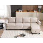 Canapé d'angle convertible avec pouf de rangement, canapé en L