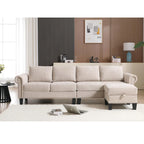 Canapé d'angle convertible avec pouf de rangement, canapé en L