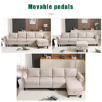 Canapé d'angle convertible avec pouf de rangement, canapé en L