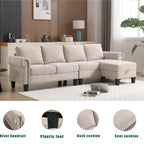 Canapé d'angle convertible avec pouf de rangement, canapé en L