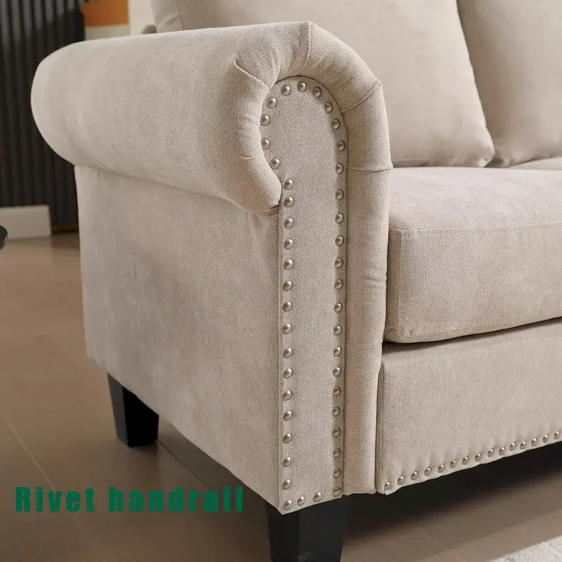 Canapé d'angle convertible avec pouf de rangement, canapé en L
