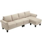 Canapé d'angle convertible avec pouf de rangement, canapé en L