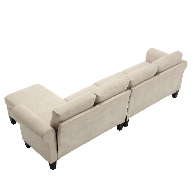 Canapé d'angle convertible avec pouf de rangement, canapé en L