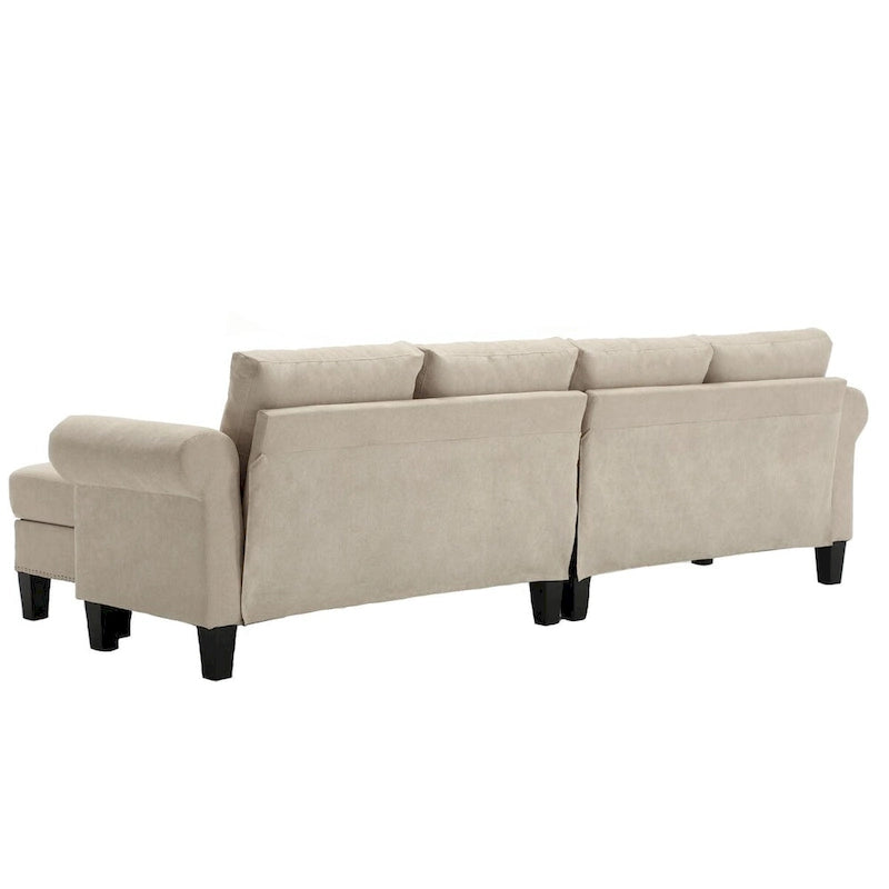 Canapé d'angle convertible avec pouf de rangement, canapé en L