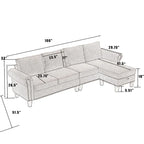 Canapé d'angle convertible avec pouf de rangement, canapé en L